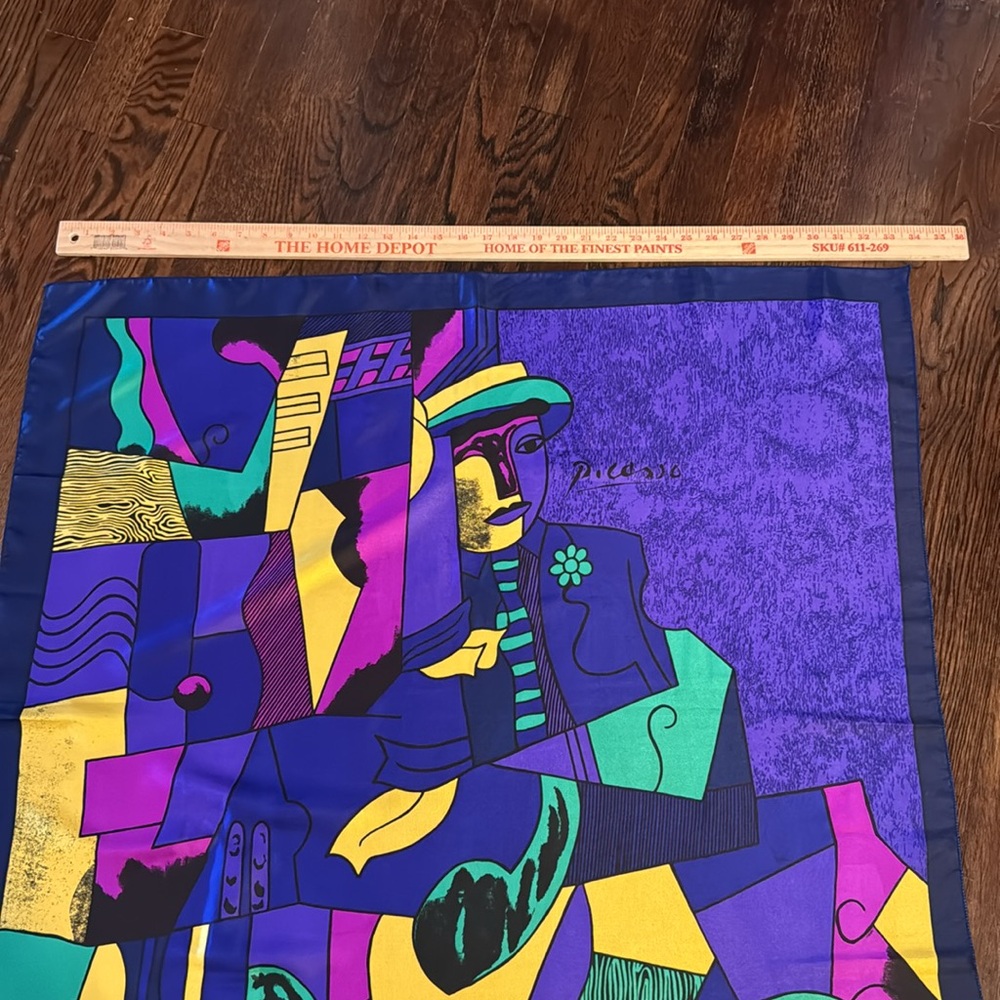💜PICASSO SILK SCARF 34x34 VINTAGE PRINTED COLORFUL CUBIST WOMAN - Picture 5 of 13